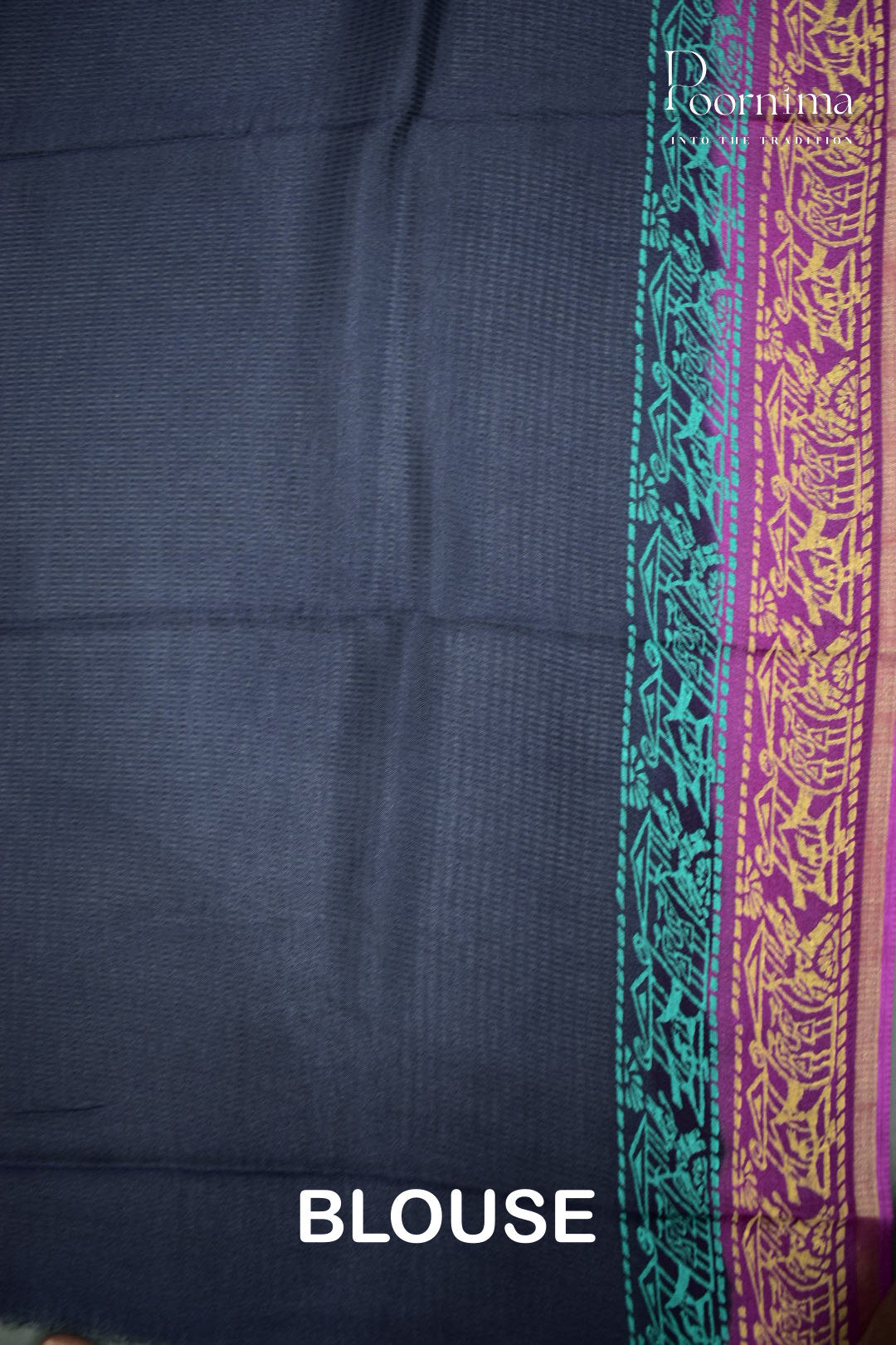 VIOLET & BLUE - CHECKS GEORGETTE BLOCK PRINTED SAREES