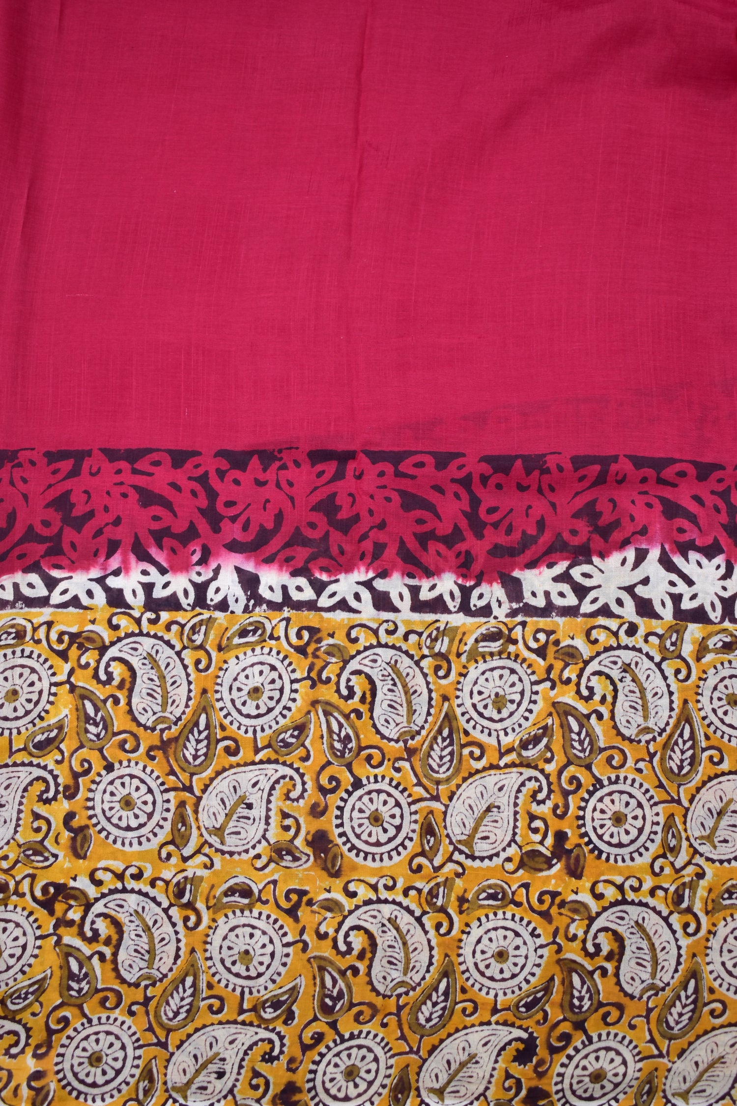 RED-KHADI SILK KALAMKARI PRINT SAREE