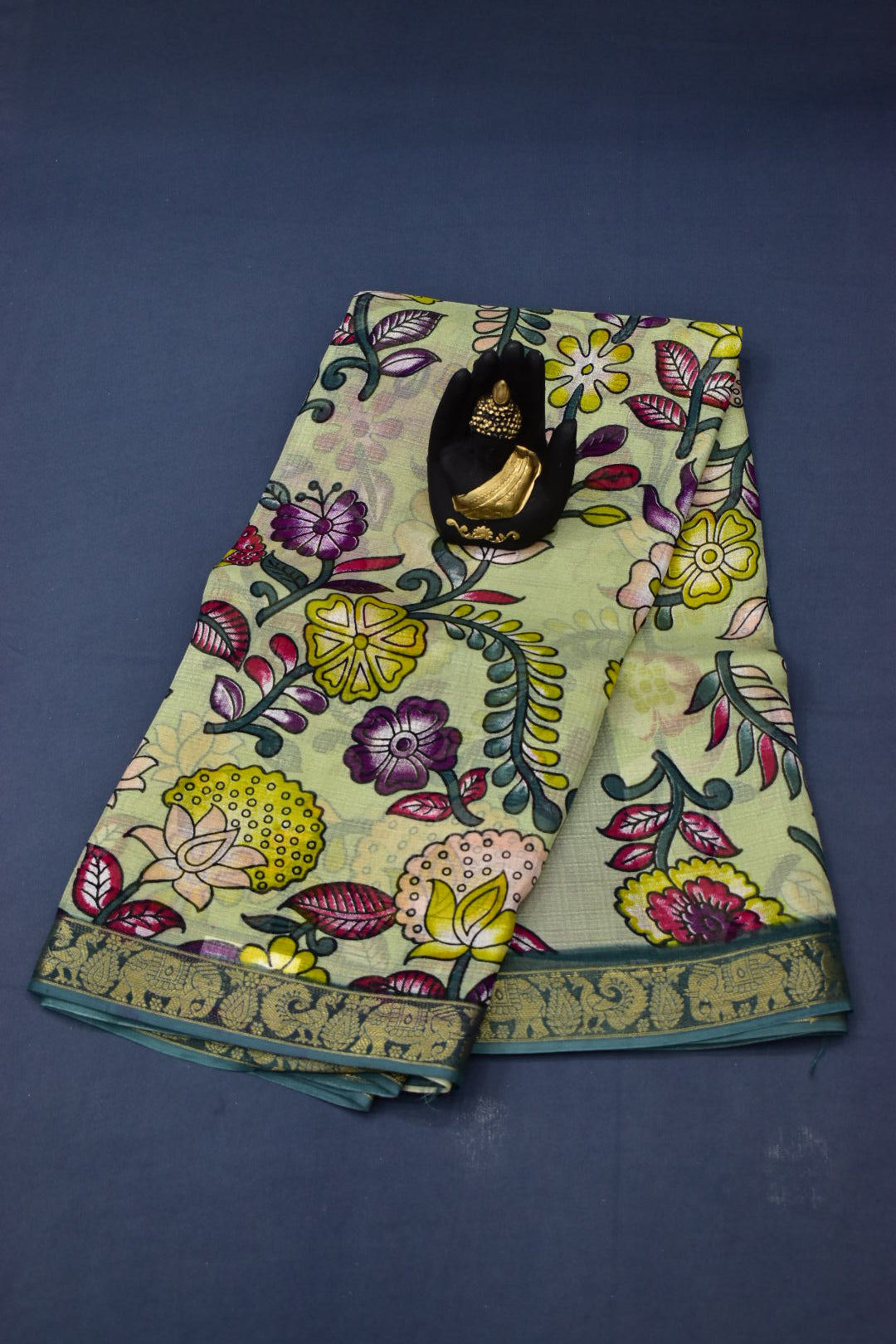 PISTA GREEN & OLIVE GREEN - JUTE CRAPE WITH ALLOVER DIGITAL PRINTING