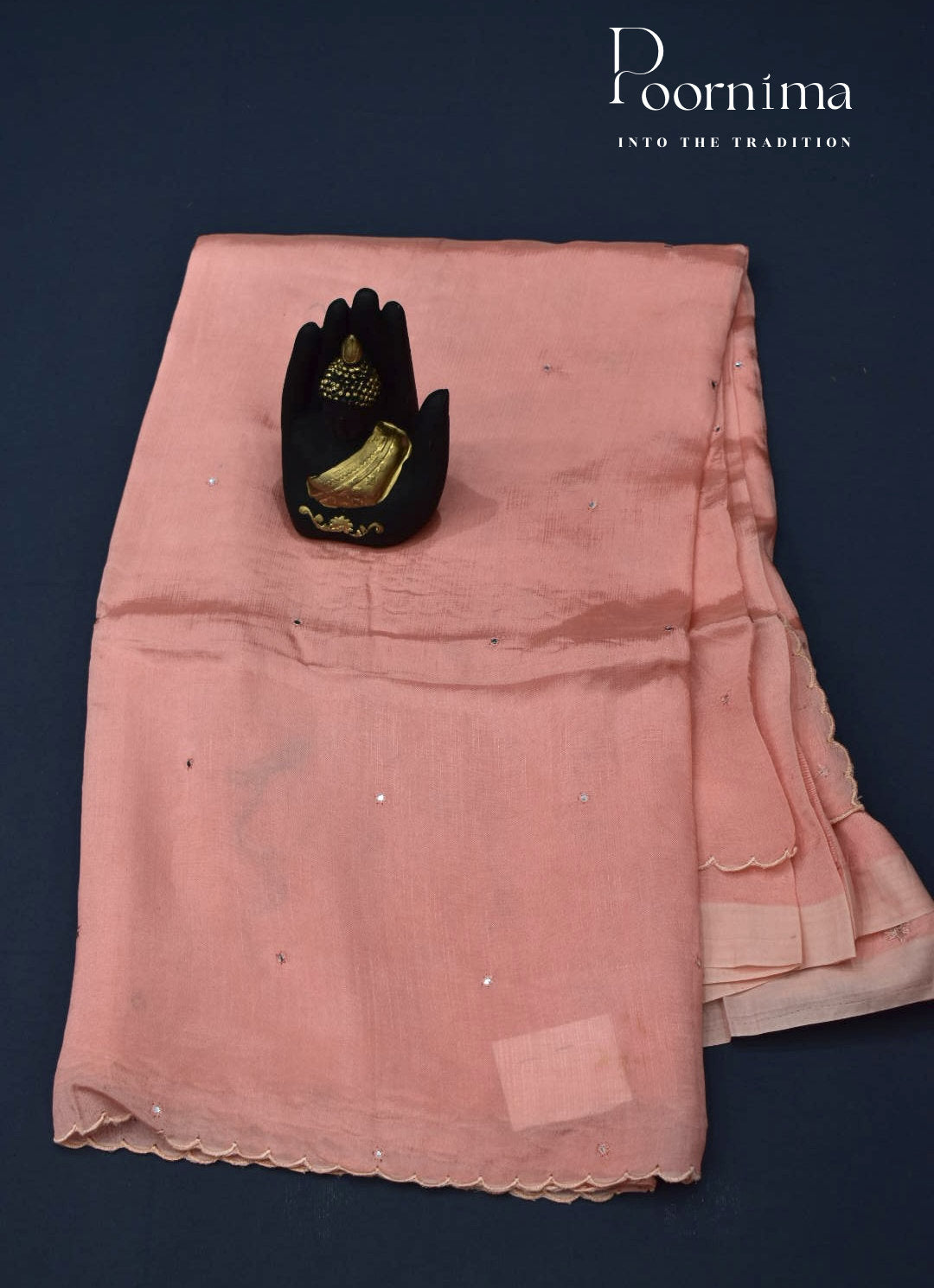 PEACH - MANGALAGIRI SAREE WITH ALLOVER CHIP WORK