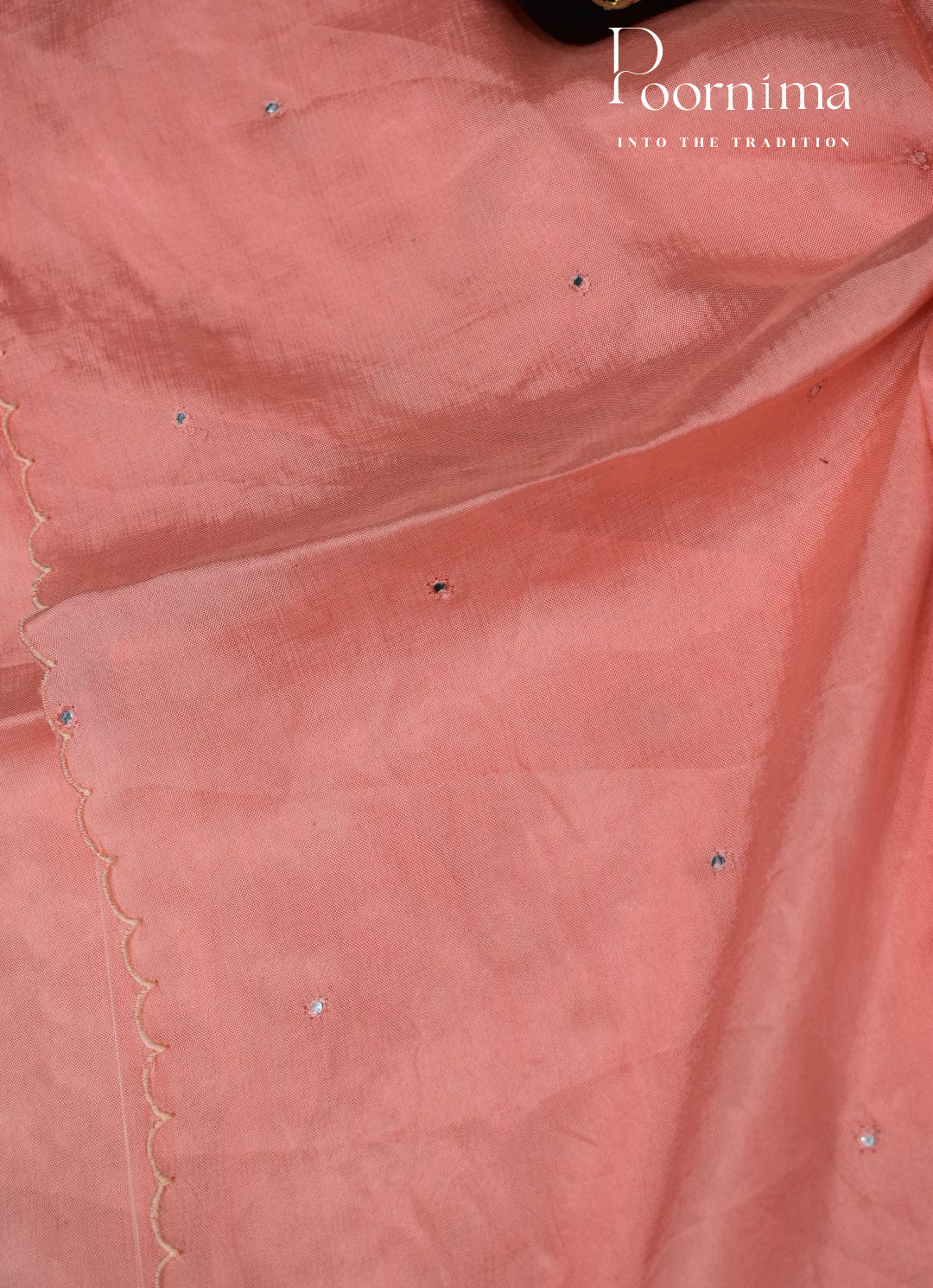 PEACH - MANGALAGIRI SAREE WITH ALLOVER CHIP WORK