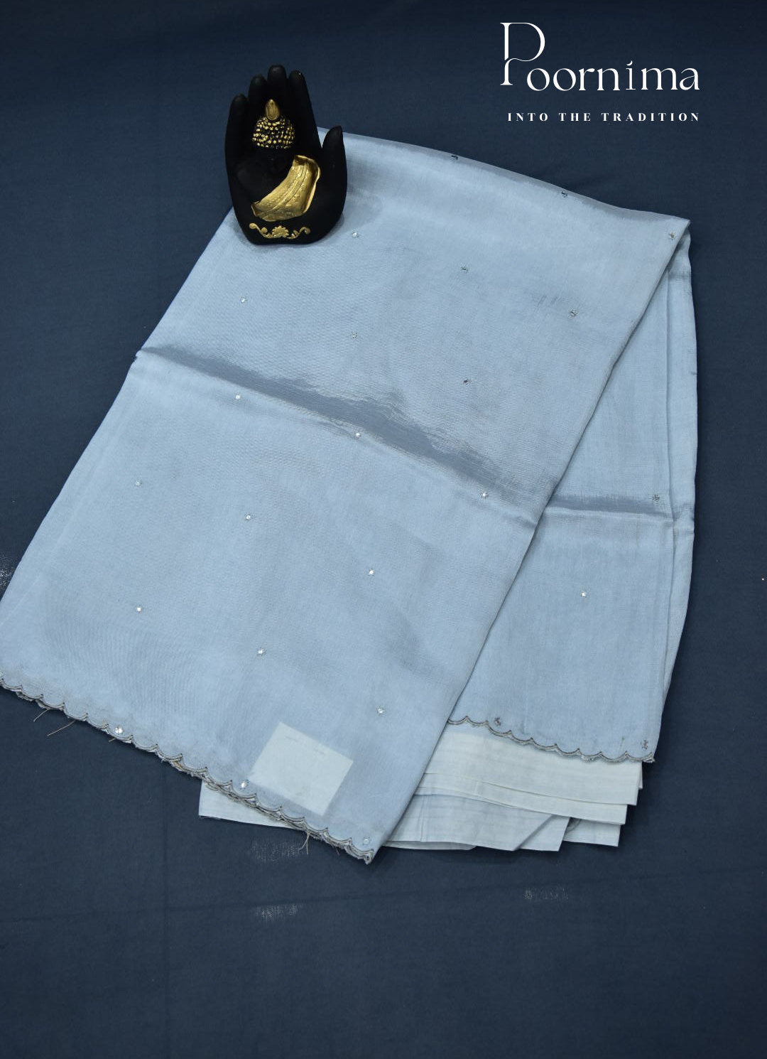 BLUE - MANGALAGIRI SAREE WITH ALLOVER CHIP WORK