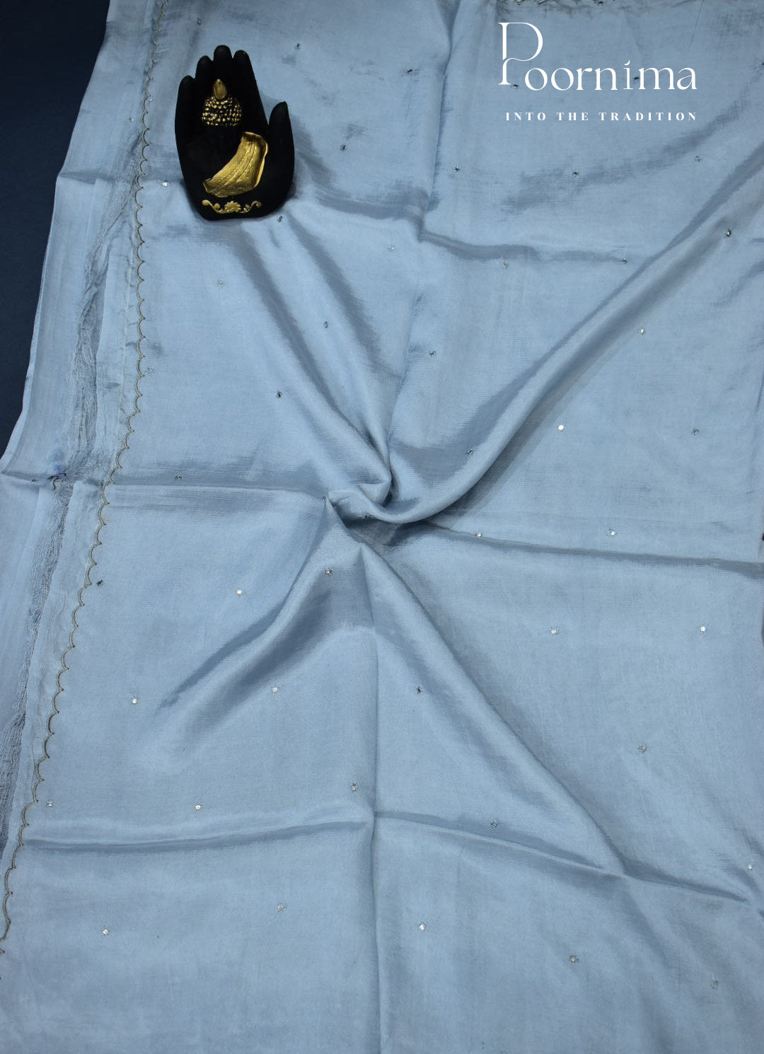 BLUE - MANGALAGIRI SAREE WITH ALLOVER CHIP WORK
