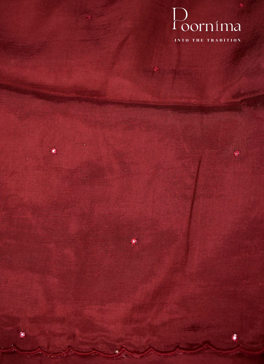 RED - MANGALAGIRI SAREE WITH ALLOVER CHIP WORK AND AJRAKH BLOUSE