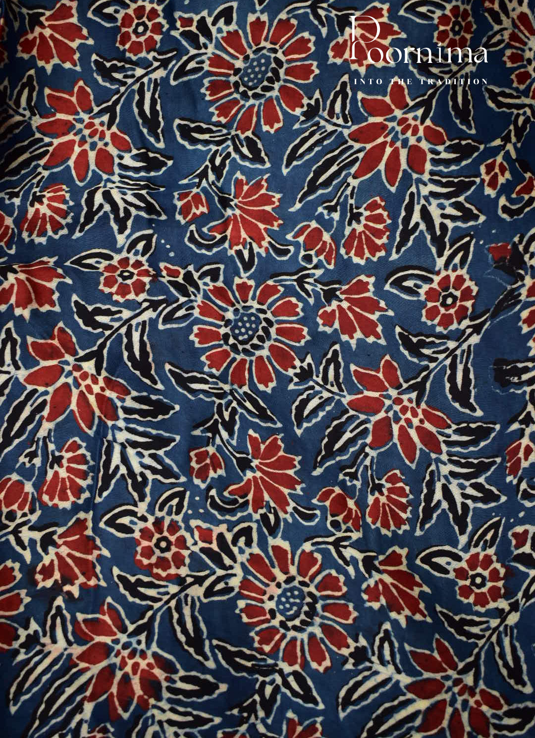 PEACOCK BLUE - MANGALAGIRI SAREE WITH ALLOVER CHIP WORK AND AJRAKH BLOUSE