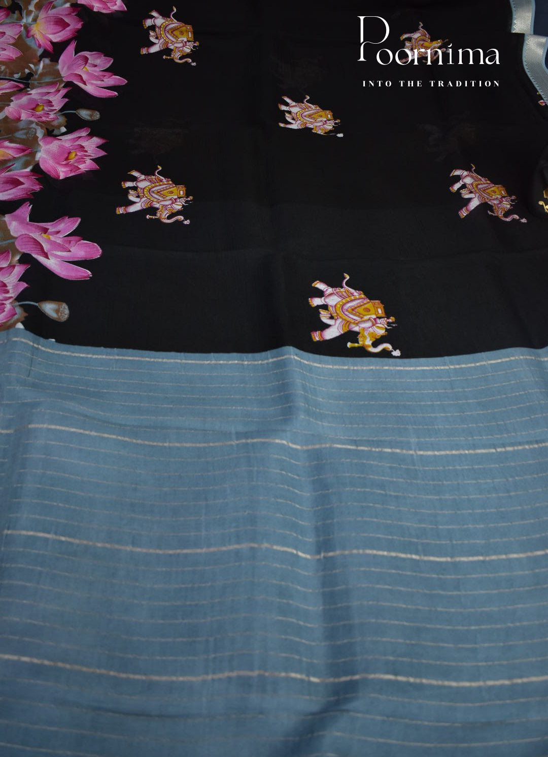 MANGALAGIRI SILK SAREE WITH FLORAL PRINT