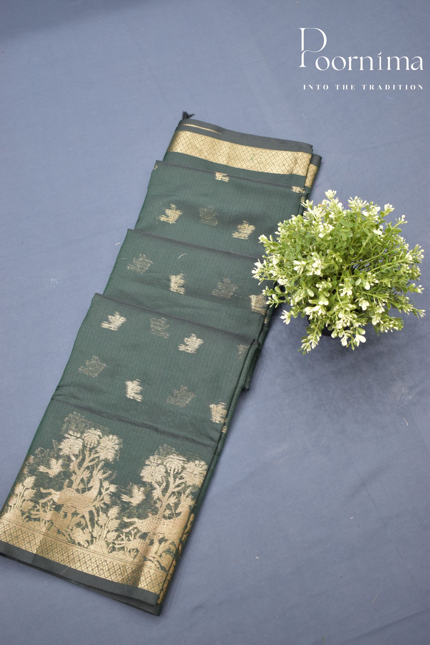 DARK GREEN- BENARAS KOTA WEAVING SAREE