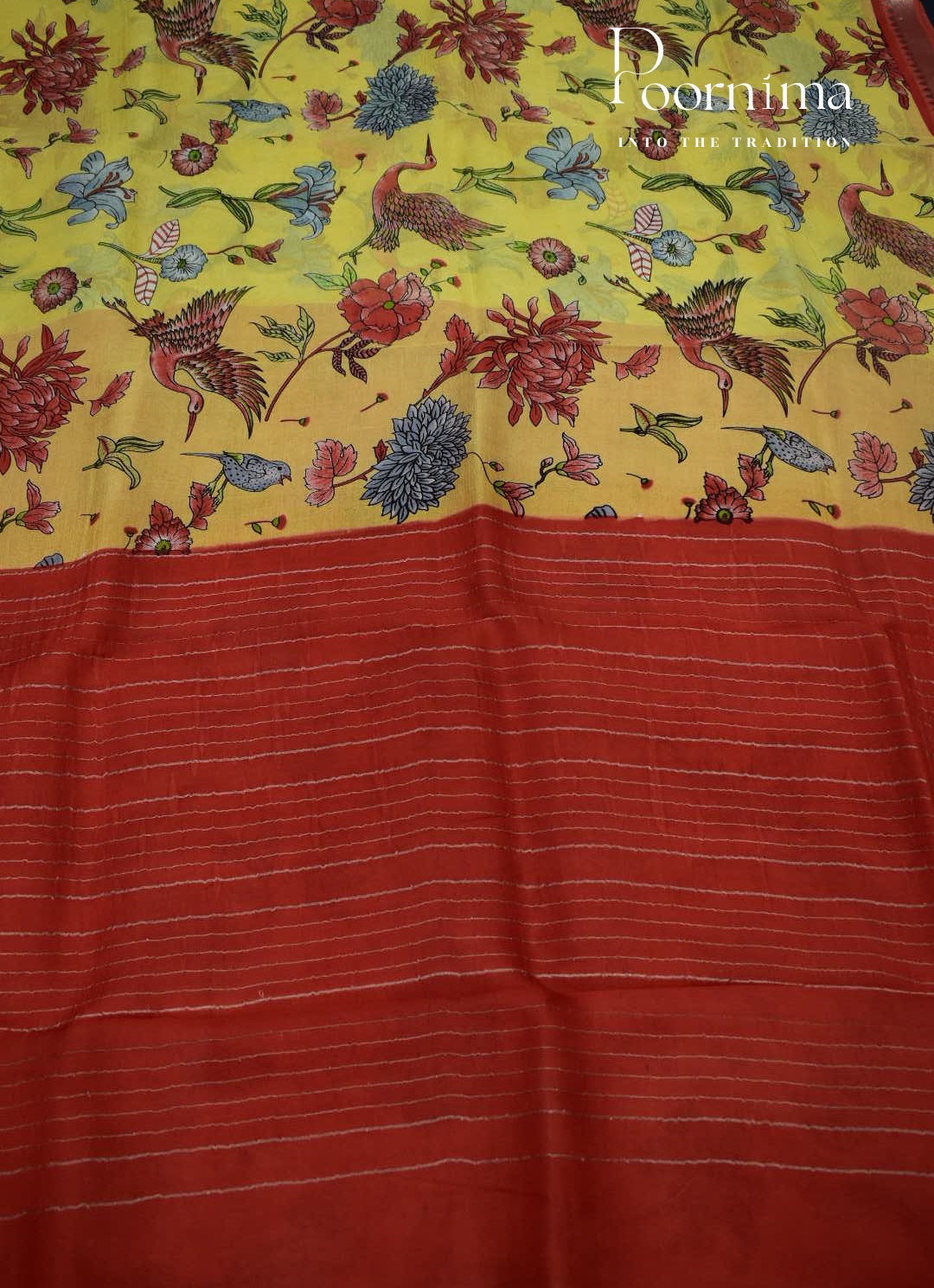 MANGALAGIRI SILK SAREE WITH FLORAL PRINTS