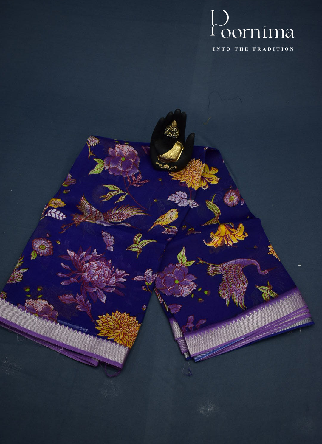 MANGALAGIRI SILK SAREE WITH FLORAL PRINTS