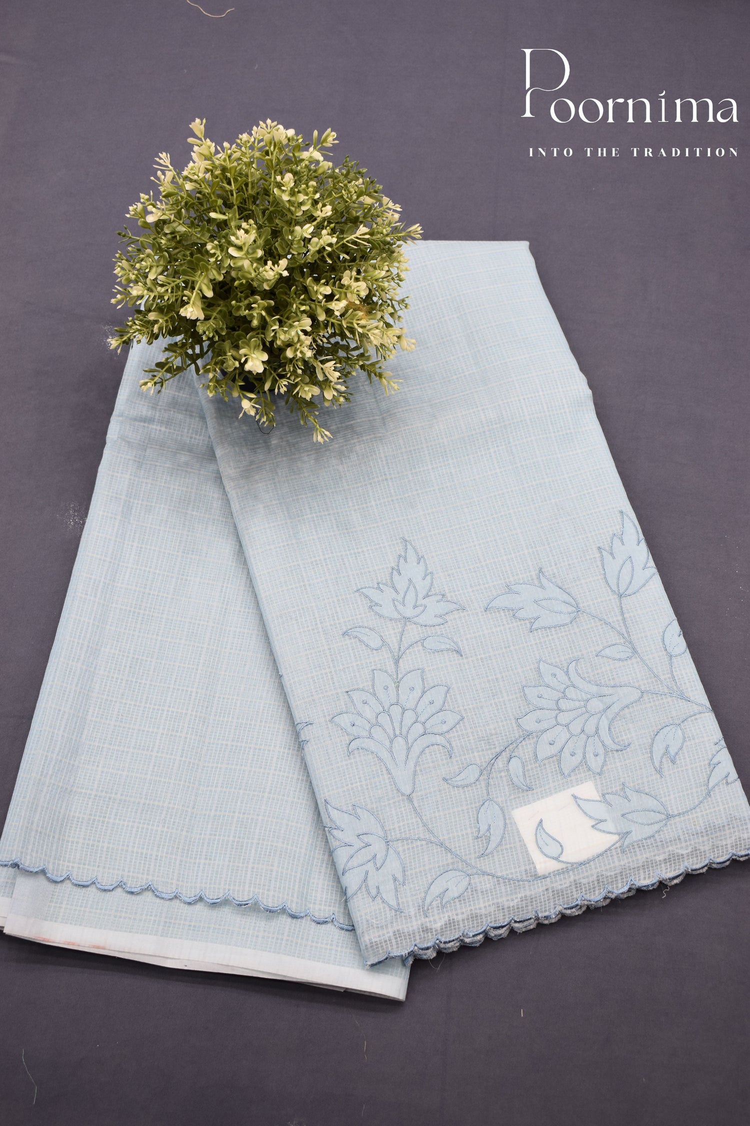 LIGHT SKY BLUE- BENARAS KOTA WEAVING SAREE