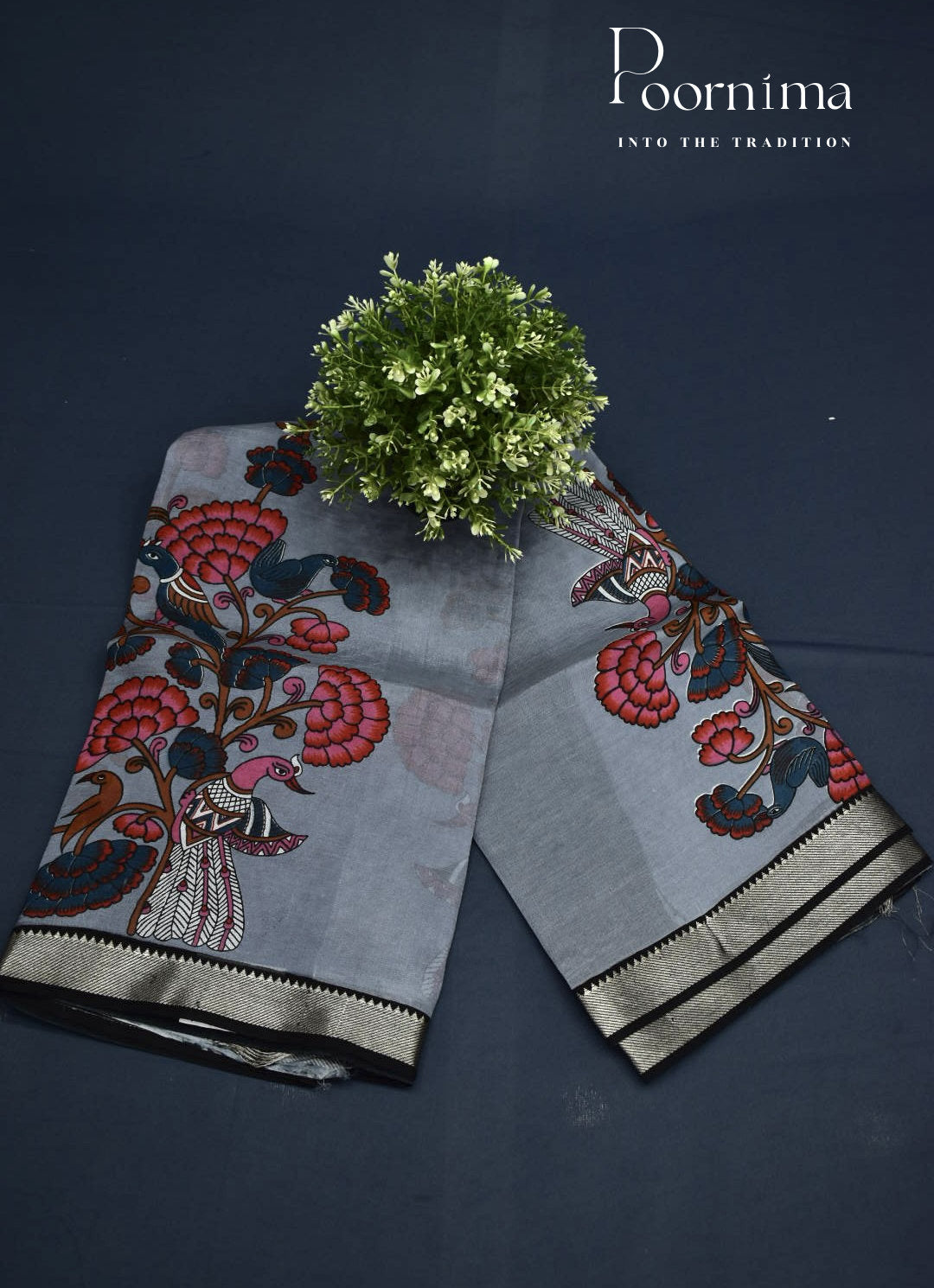 MANGALAGIRI SILK SAREE WITH FLORAL PRINT