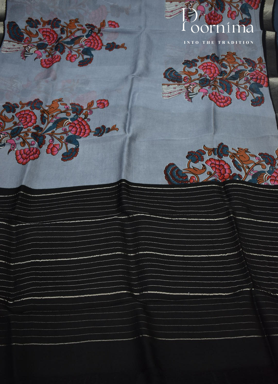 MANGALAGIRI SILK SAREE WITH FLORAL PRINT