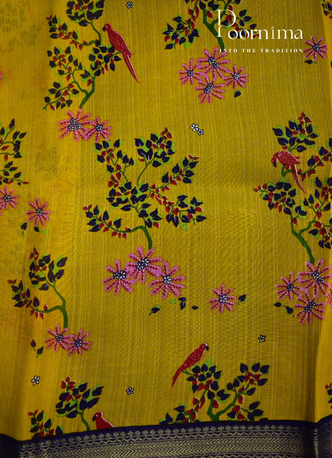 YELLOW - JUTE CRAPE SAREE WITH ALLOVER DIGITAL PRINTS