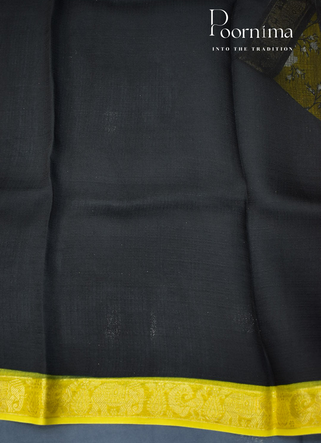 YELLOW-GREEN - JUTE CRAPE SAREE WITH ALLOVER DIGITAL PRINTING