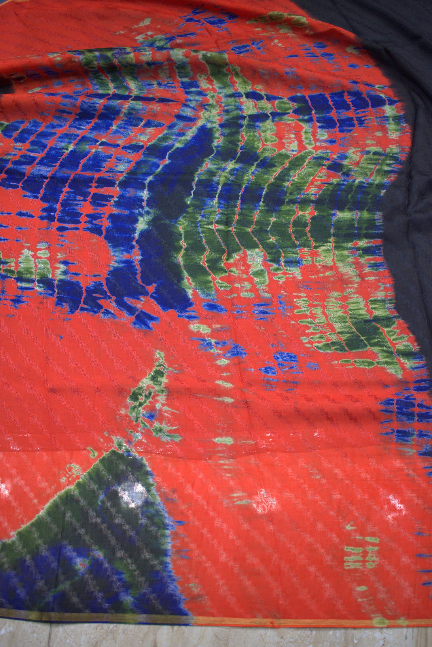 BLACK- GEORGETTE SAREE WITH SHIOBORI TIE & DIE