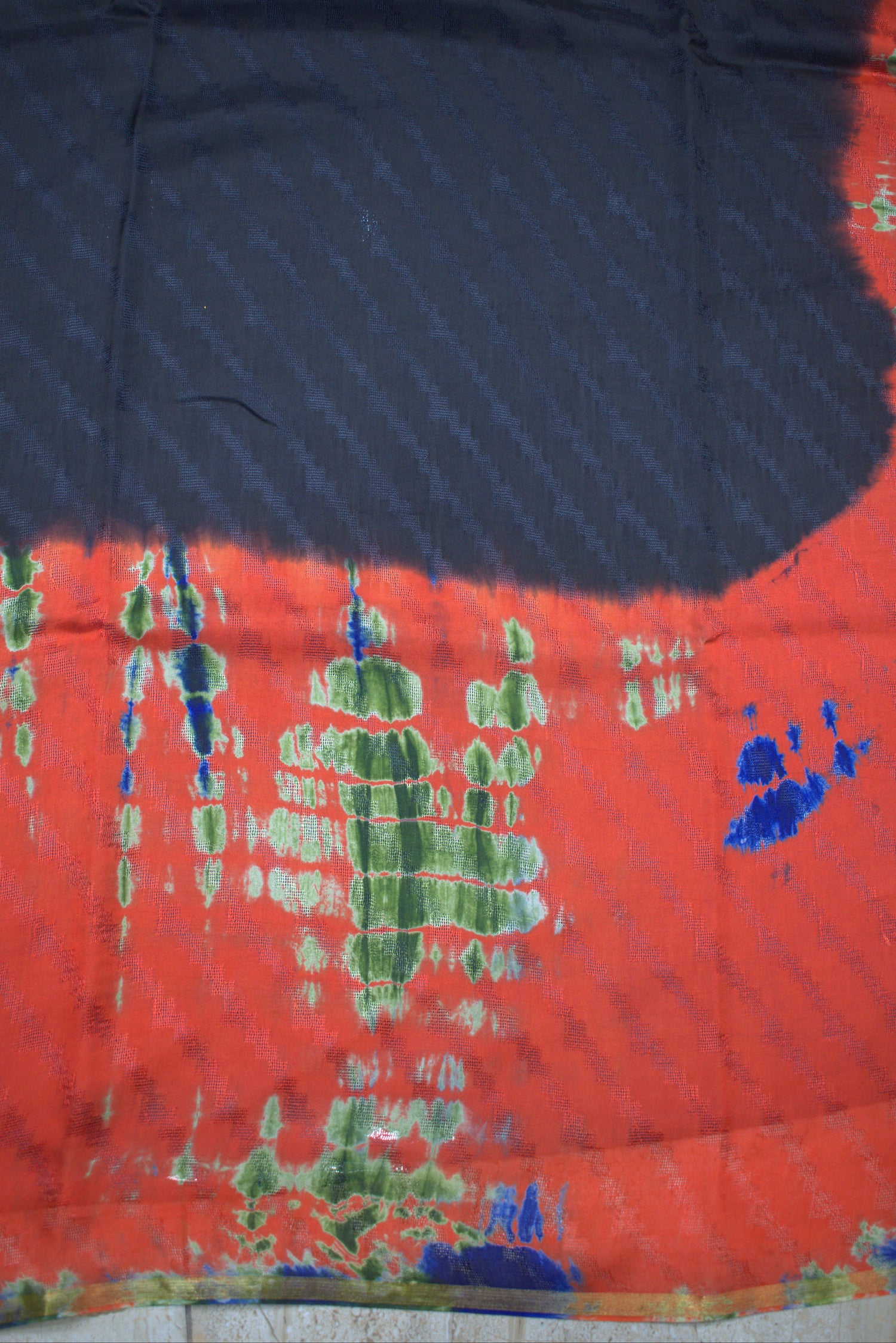 BLACK- GEORGETTE SAREE WITH SHIOBORI TIE & DIE