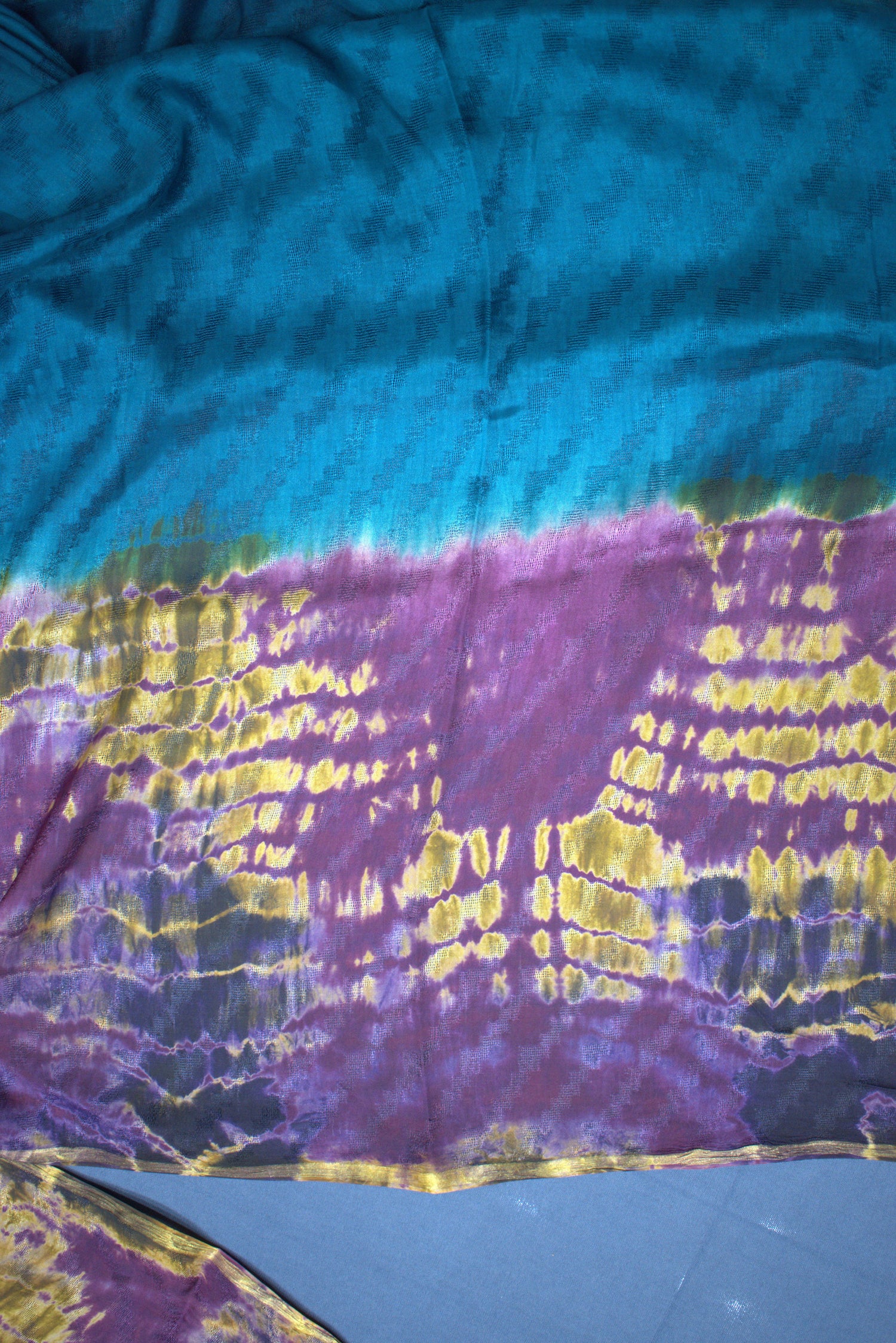 PINE GREEN- GEORGETTE SAREE WITH SHIOBORI TIE & DIE