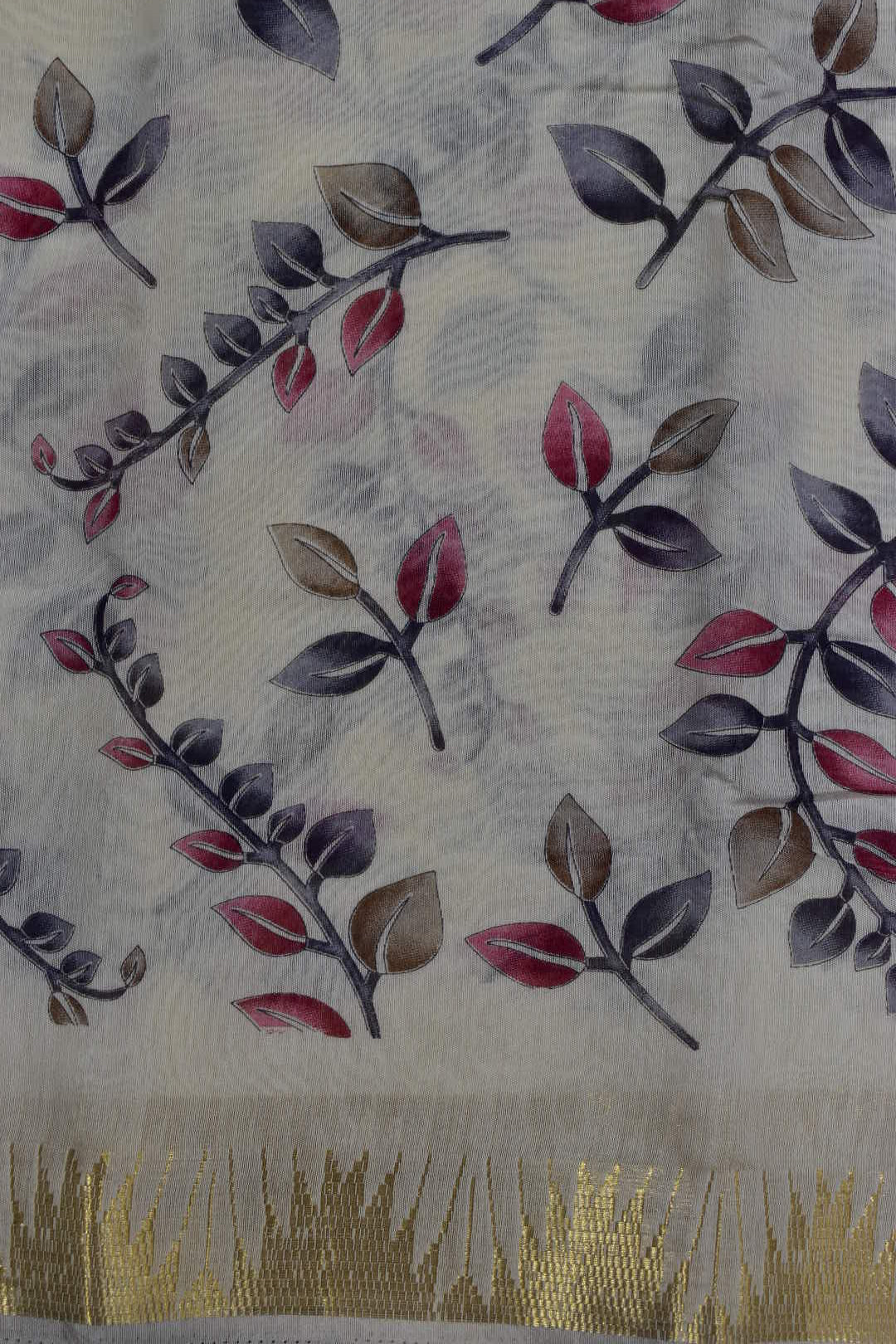 HALF WHITE- LINEN COTTON DIGITAL PRINT SAREE