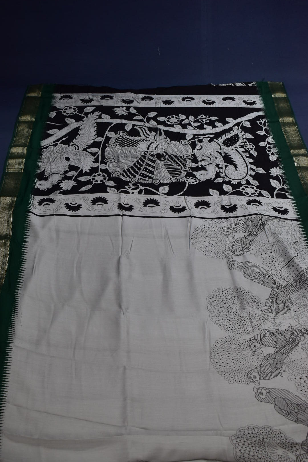 GREY- CHANDERI PRINT COTTON SAREE