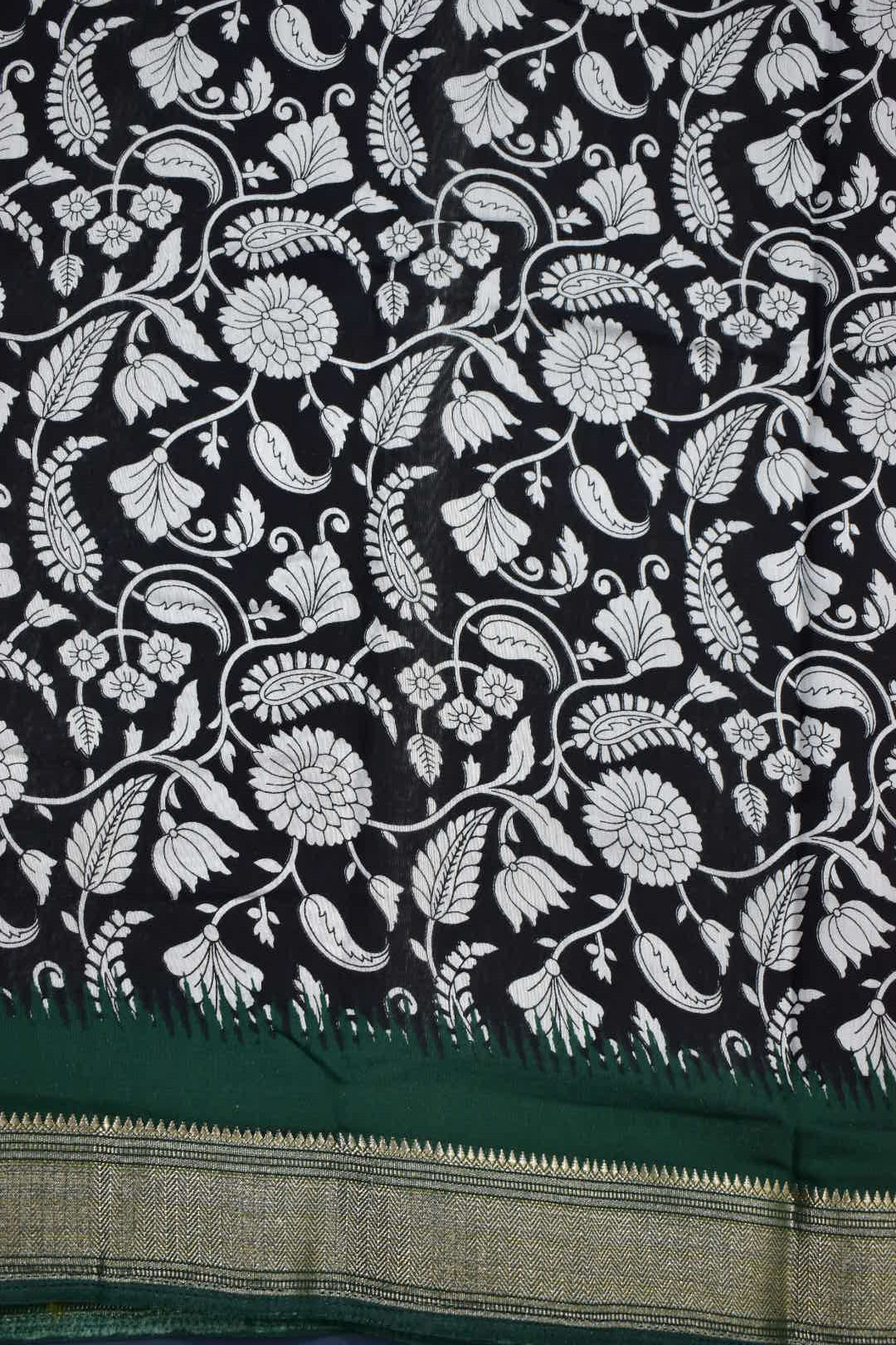GREY- CHANDERI PRINT COTTON SAREE