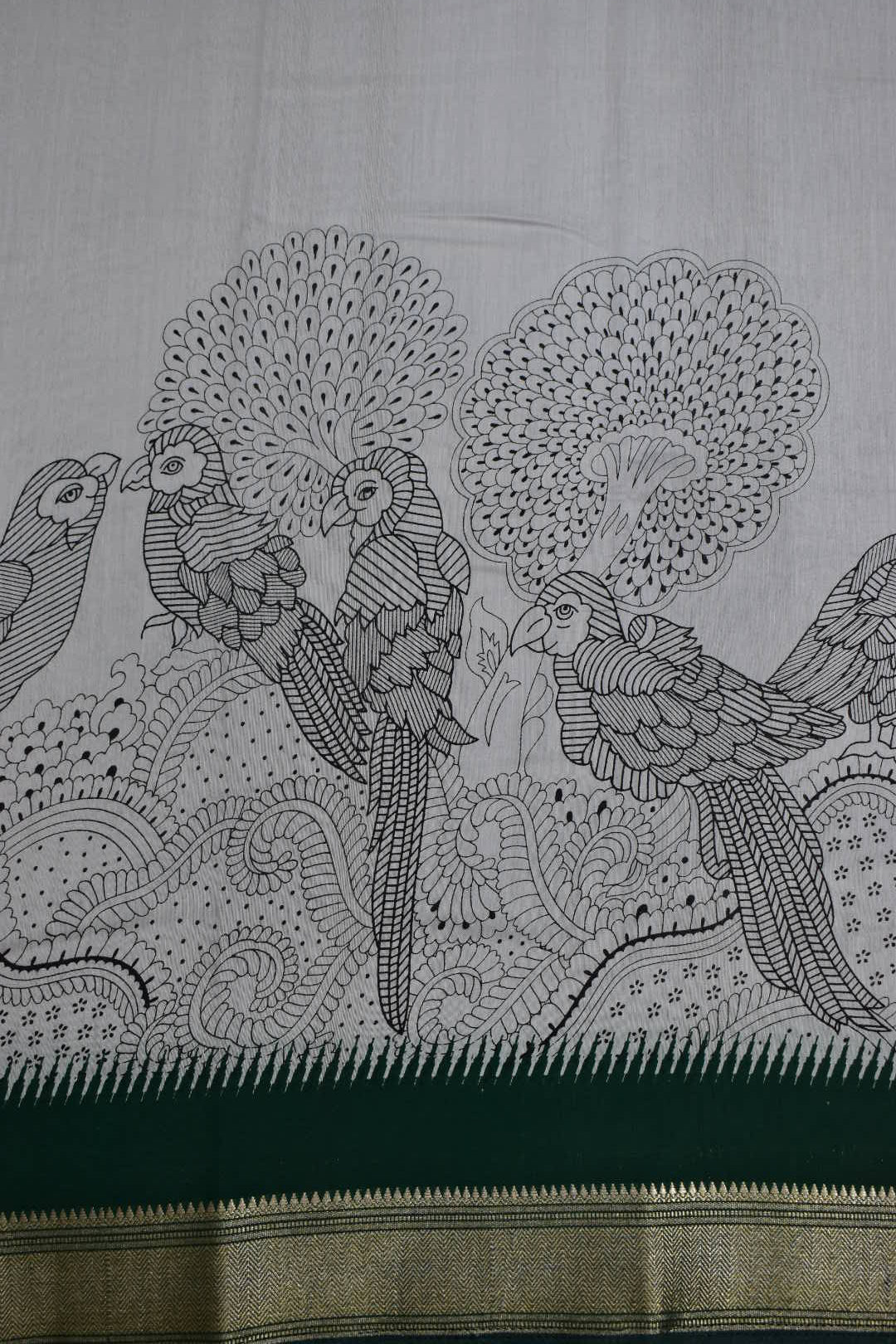 GREY- CHANDERI PRINT COTTON SAREE