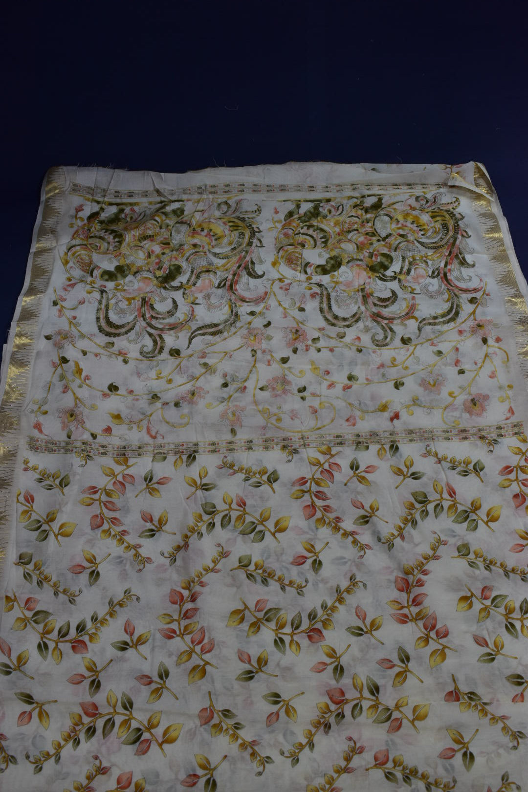 WHITE- LINEN COTTON DIGITAL PRINT SAREE