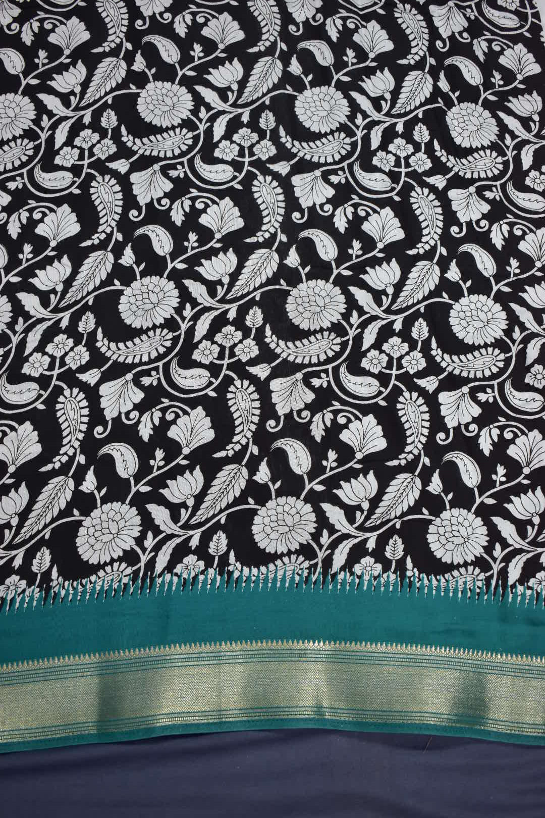 GREY- CHANDERI PRINT COTTON SAREE