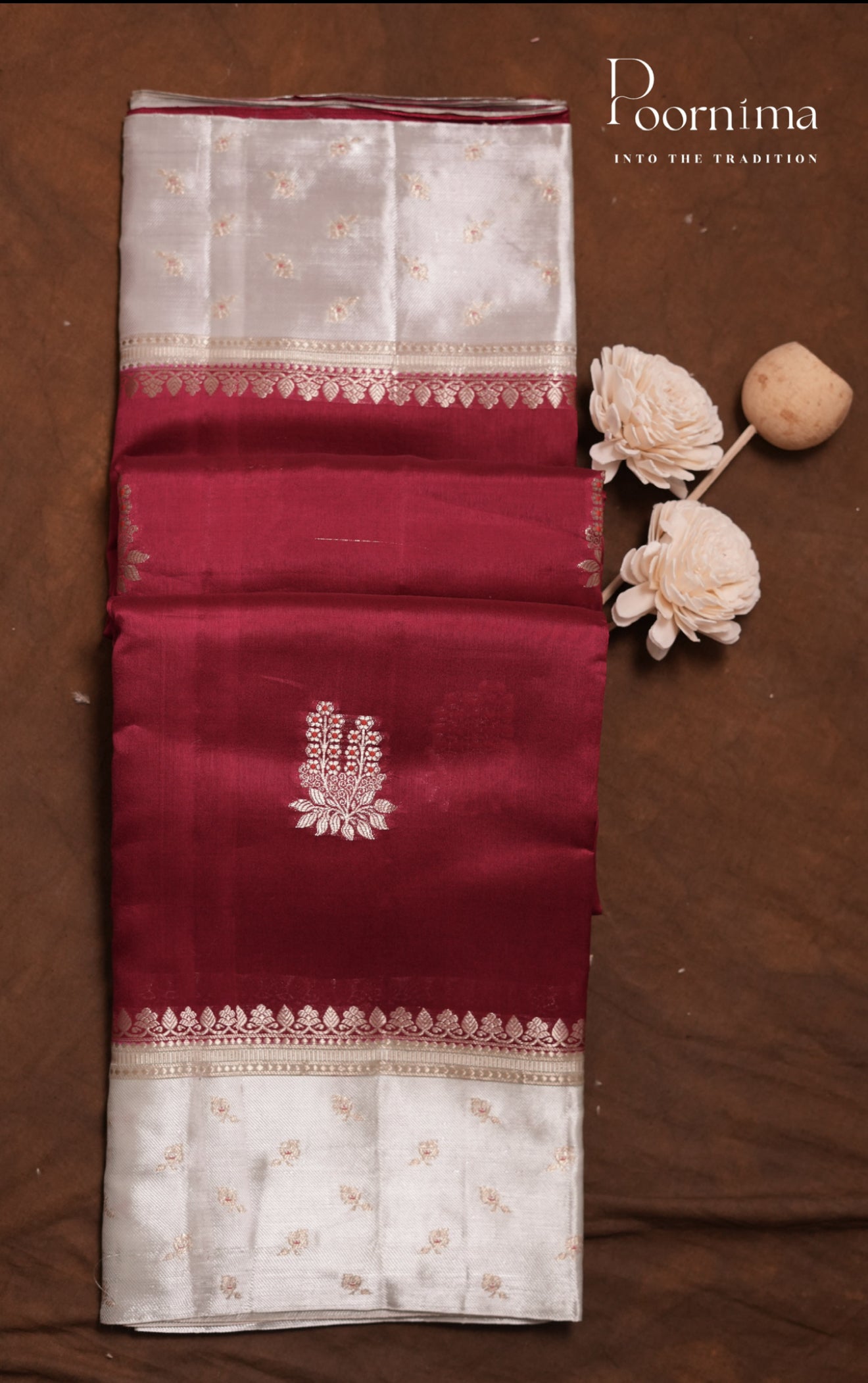 PURE MANGO SILK HANDLOOM SAREE - Peach & Violet