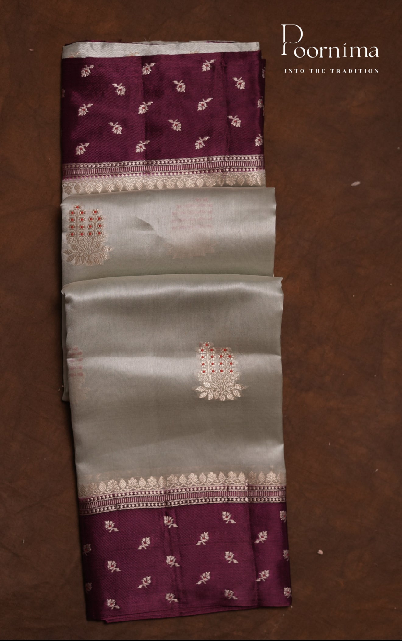 PURE MANGO SILK HANDLOOM SAREE - Peach & Violet