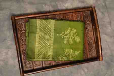 PURE TUSSAR- MEHANDI GREEN SAREE