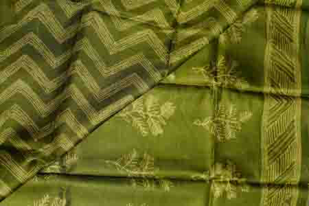 PURE TUSSAR- MEHANDI GREEN SAREE