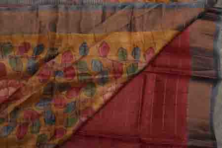 PURE TUSSAR SAREE- BURDUNDY