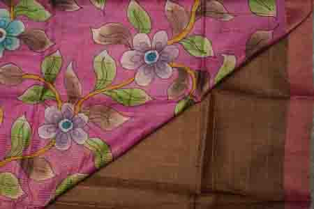 PURE TUSSAR SAREE-CINNAMON BROWN