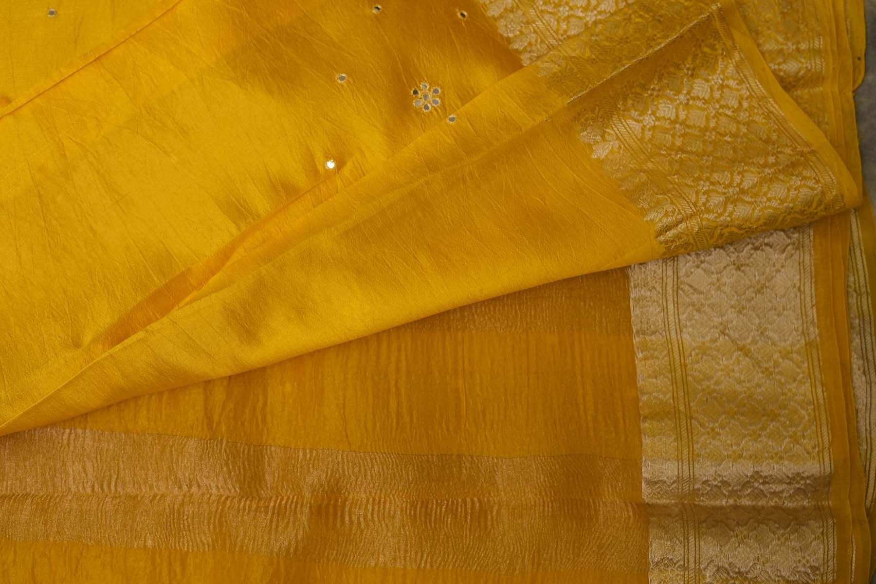 KANCHI KORA SAREE- YELLOW