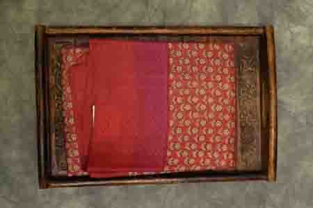 PURE TUSSAR SAREE- SALMON PINK
