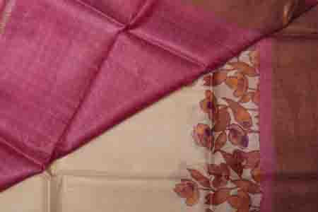 PURE TUSSAR SAREE- CREAM