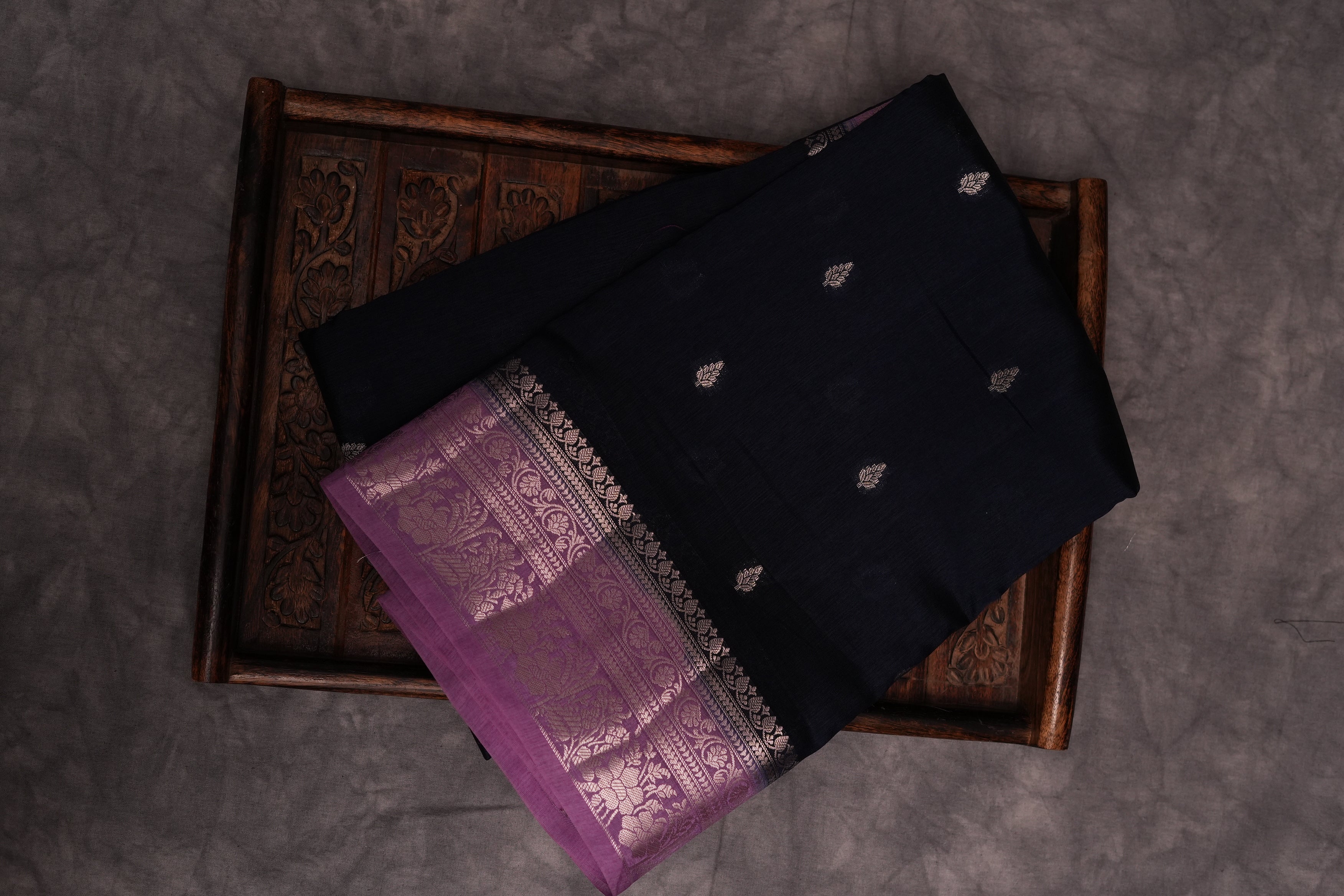 RAW MANGO SAREE- NAVY BLUE