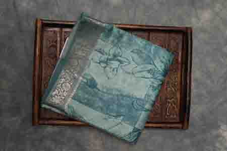 PURE TUSSAR SAREE- LIGHT BLUE