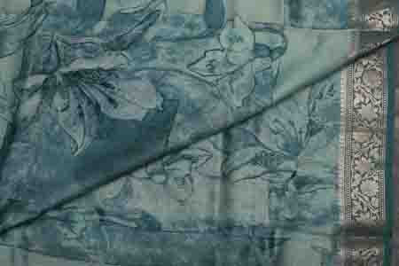 PURE TUSSAR SAREE- LIGHT BLUE