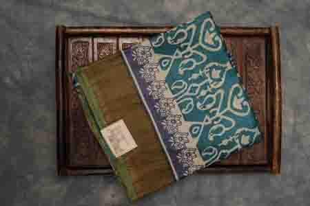 PURE TUSSAR SAREE-TEAL BLUE