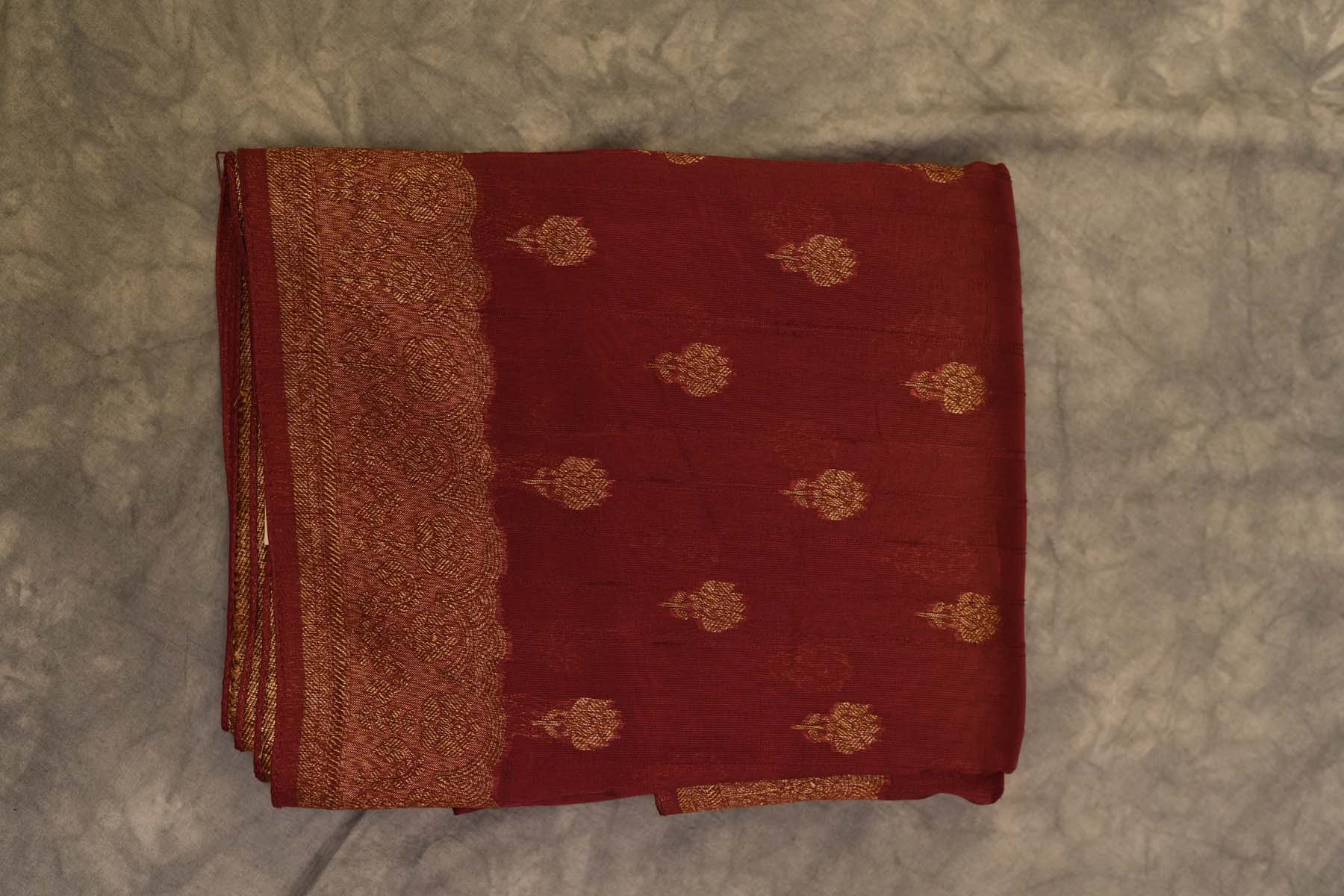 BENARASI GOERGETTE SAREE- RED BROWN