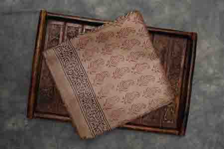 PURE TUSSAR SAREE- PALE BROWN