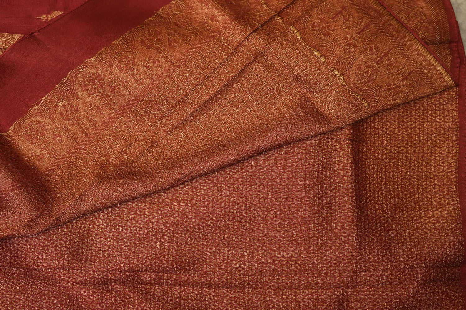 BENARASI GOERGETTE SAREE- RED BROWN
