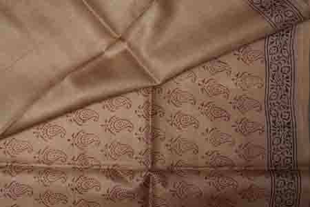 PURE TUSSAR SAREE- PALE BROWN
