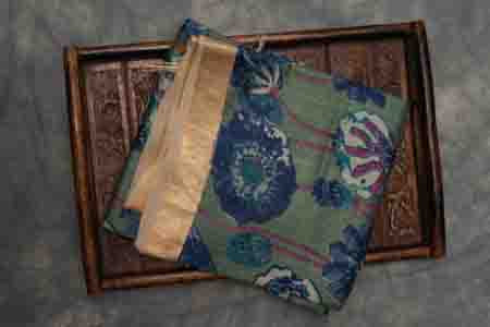 PURE TUSSAR SAREE- BASIL GREEN