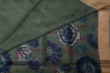 PURE TUSSAR SAREE- BASIL GREEN