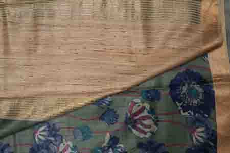 PURE TUSSAR SAREE- BASIL GREEN