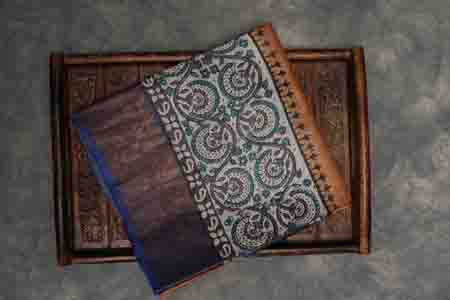 PURE TUSSAR SAREE- PEANUT BROWN