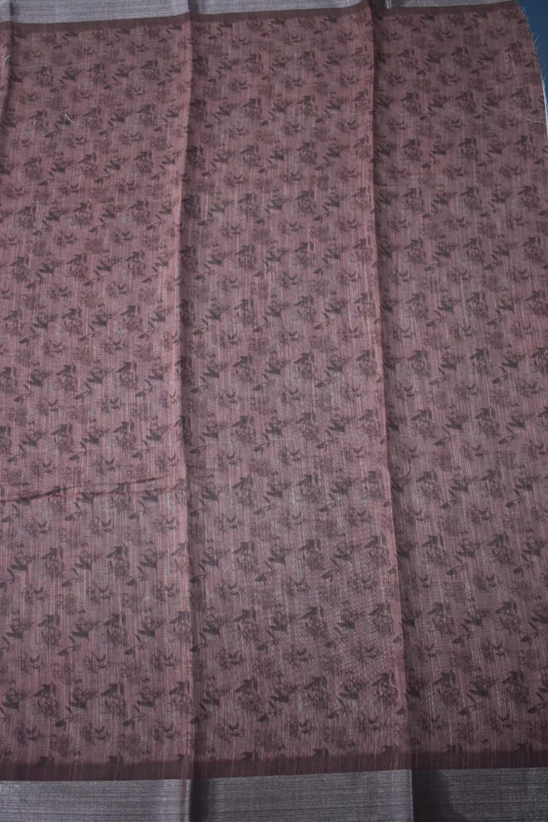 ONION PINK- LINEN COTTON FLORAL PRINT SAREE