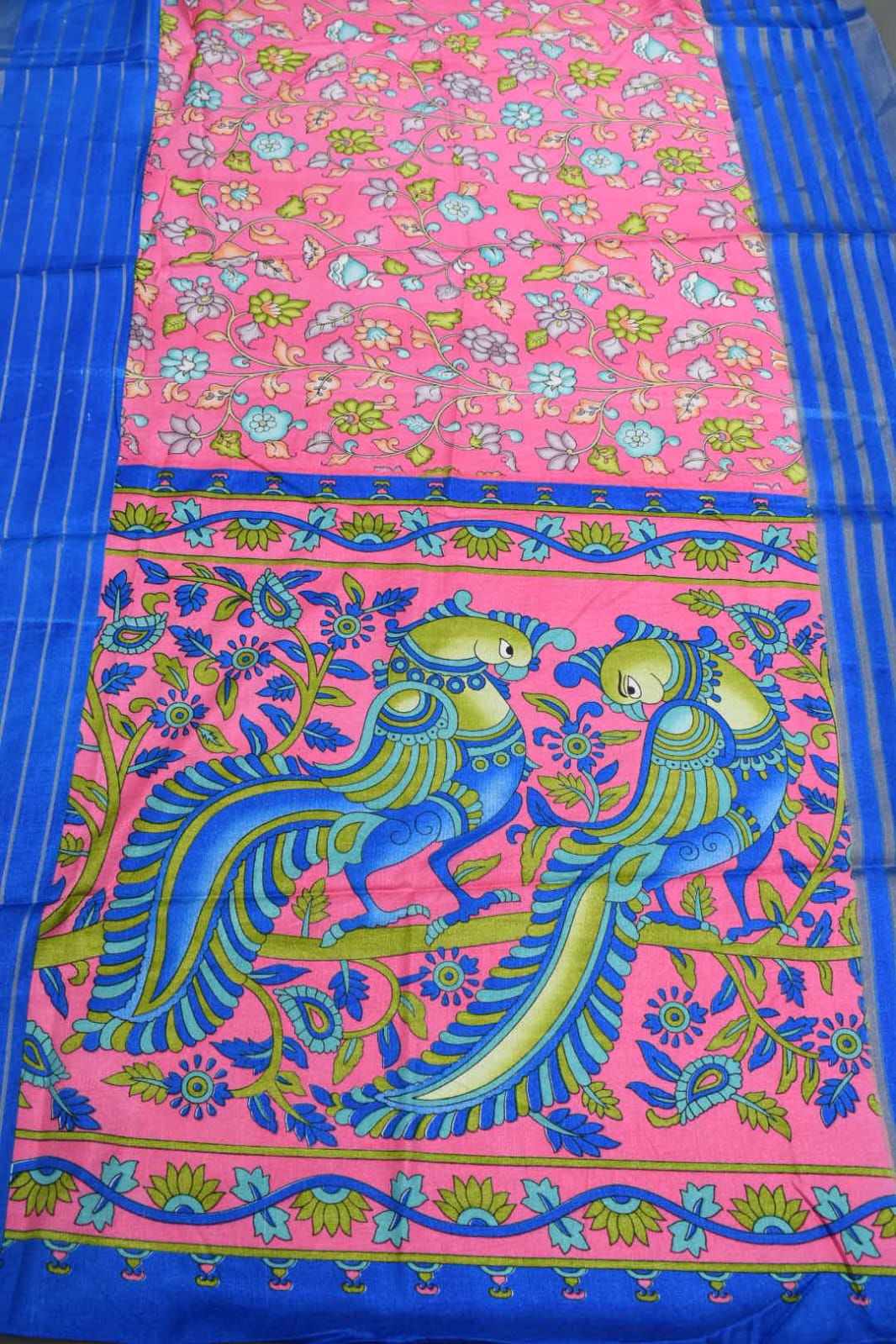 PINK- KALAMKARI PRINT CHANDERI SAREE